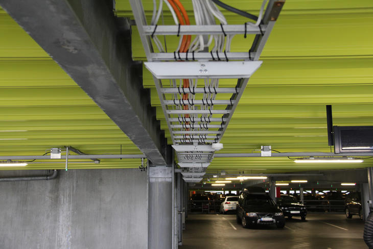 Cable ladders in FRP installed at Airport Sola parking facility © Øglænd System